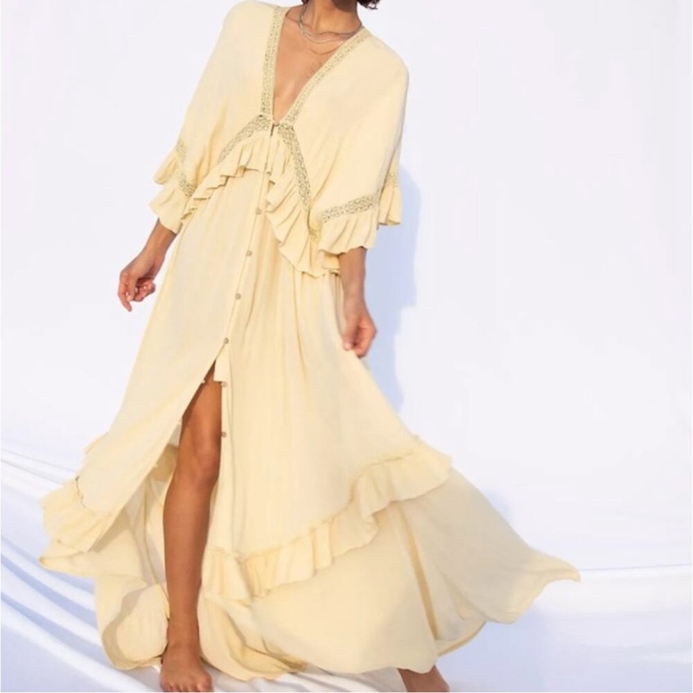 Free People Endless Summer Paradiso Bohemian Cream Maxi Dress